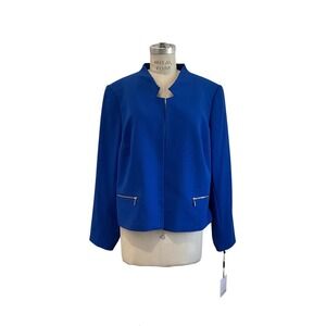Calvin Klein Electric Blue‎ Open Front Career Blazer Jacket Lined Size 16W NWT